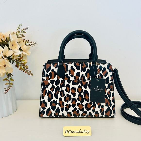 Kate Spade Purse Madison Spotted Animal Printed Satchel Leopard - Picture 5 of 11